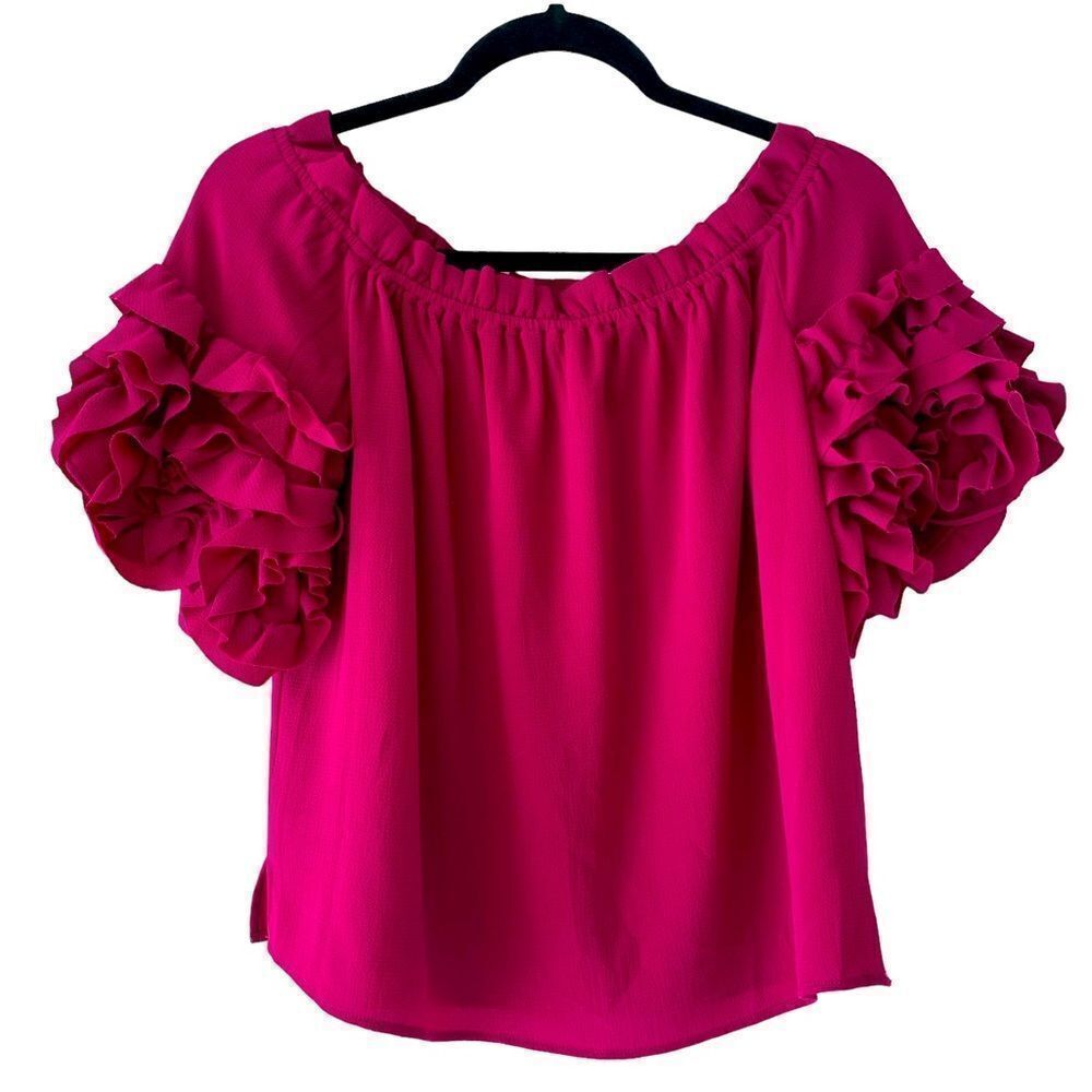 Vince Camuto Women’s Off The Shoulder Flowy Ruffle Flounce Sleeve Top Size XS